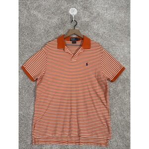 Polo By Ralph‎ Lauren Orange & Blue Striped Collared Polo Short Sleeve XL